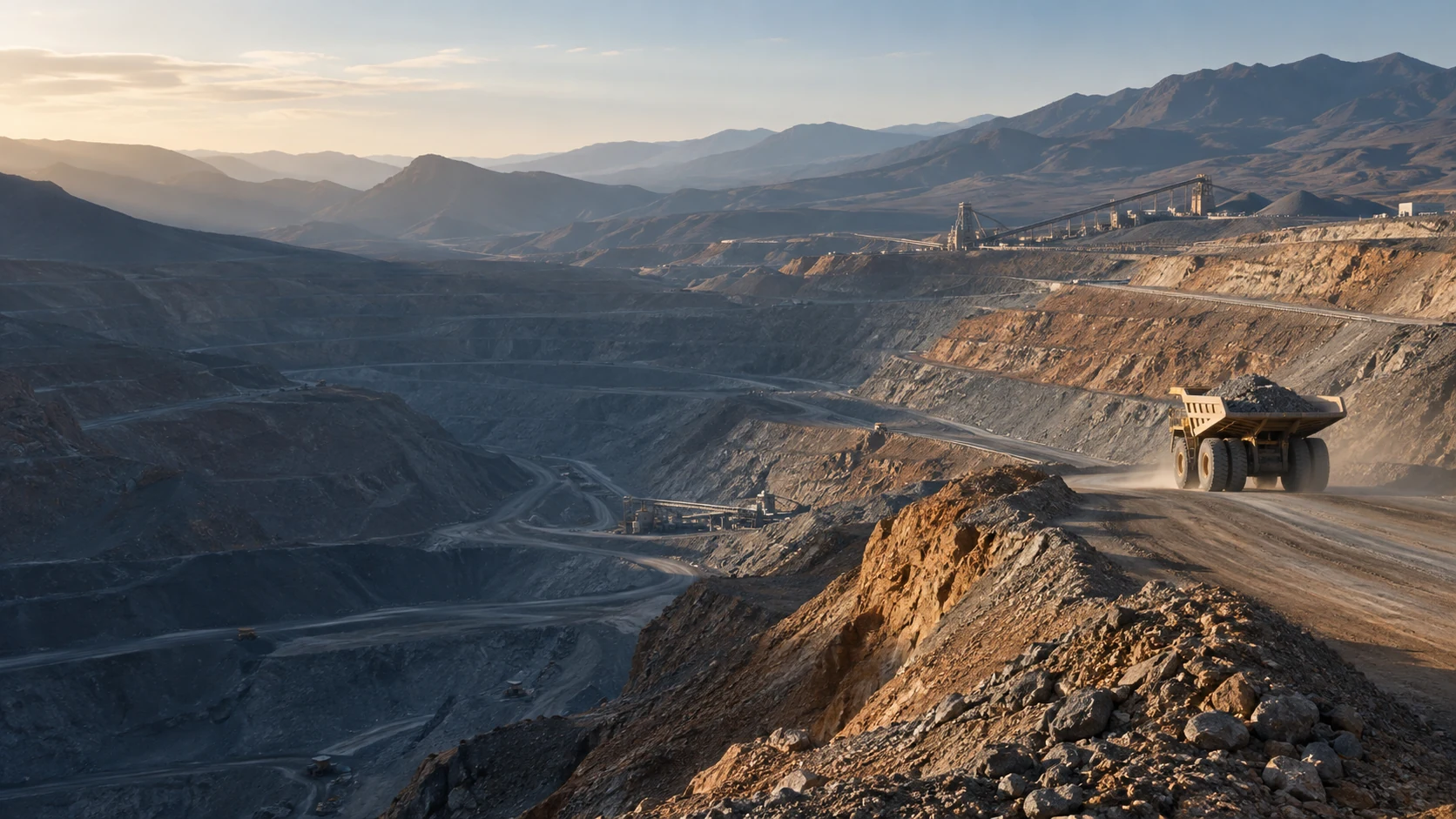 Haul truck and terraced open-pit mine